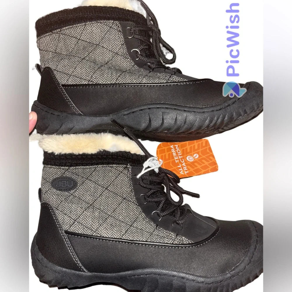Jambu Jane Boot Quilted Herringbone Bootie Faux Fur Lined Women's Size 10